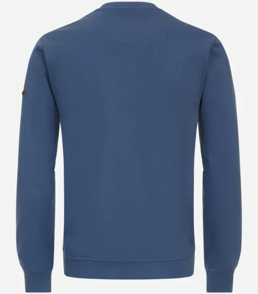 Redmond heren sweatshirt sweatstof, O-hals, blauw (middeldik)