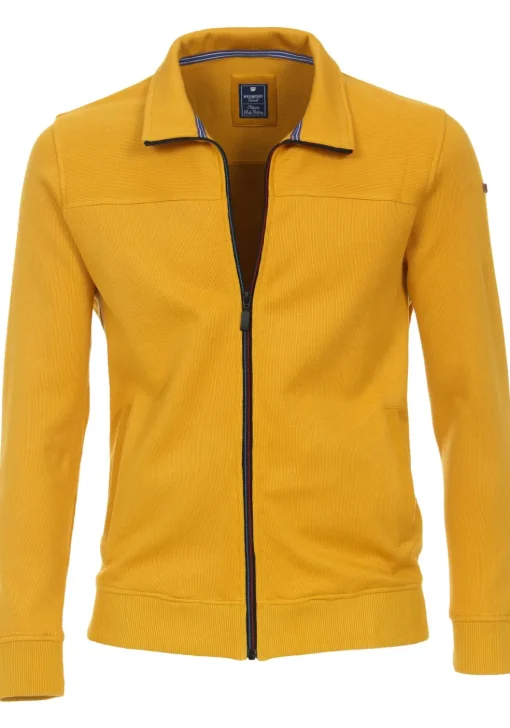 Redmond heren sweatvest katoen, opstaande kraag, geel (middeldik)