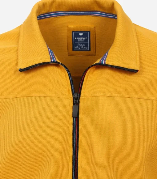 Redmond heren sweatvest katoen, opstaande kraag, geel (middeldik)