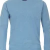 Redmond heren trui katoen, O-hals, blauw (middeldik)