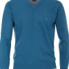 Redmond heren trui katoen, V-hals, zwembad blauw