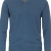 Redmond heren trui katoen, V-hals, blauw (middeldik)