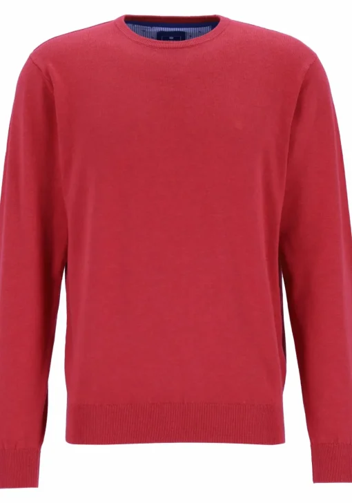 Redmond heren trui katoen, O-hals, rood