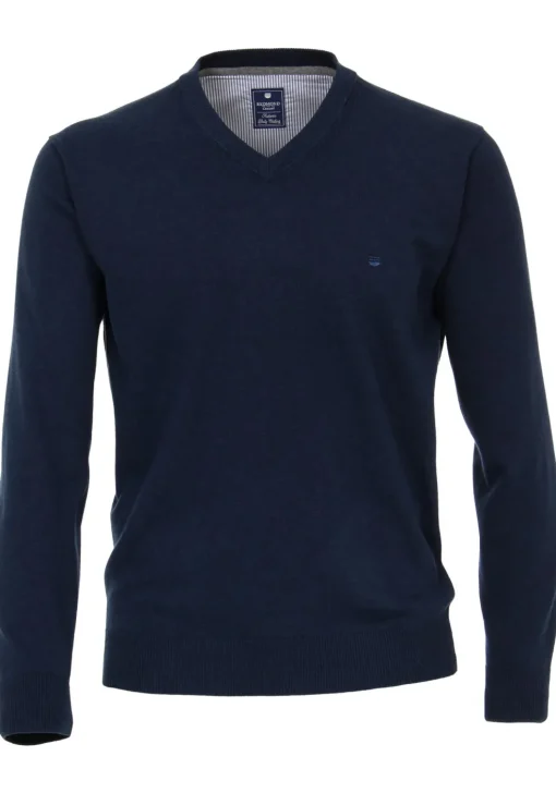 Redmond heren trui katoen, V-hals, blauw