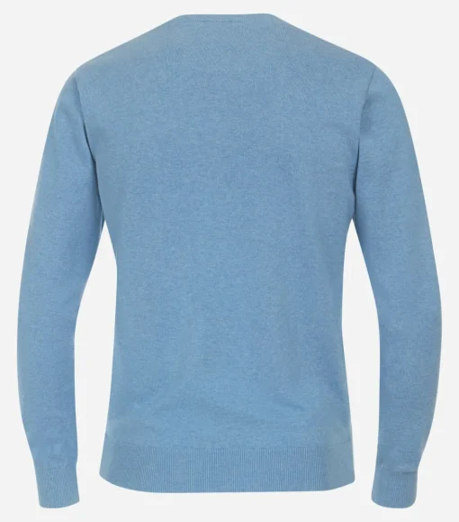 Redmond heren trui katoen, O-hals, blauw (middeldik)