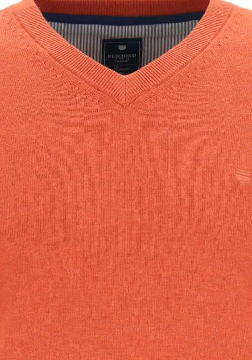 Redmond heren trui katoen, V-hals, oranje