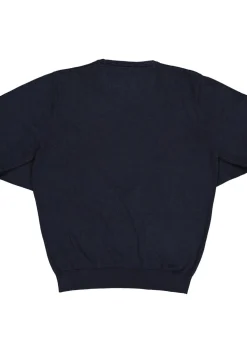Redmond heren trui katoen, O-hals, donkerblauw