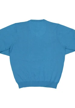 Redmond heren trui katoen, V-hals, zwembad blauw