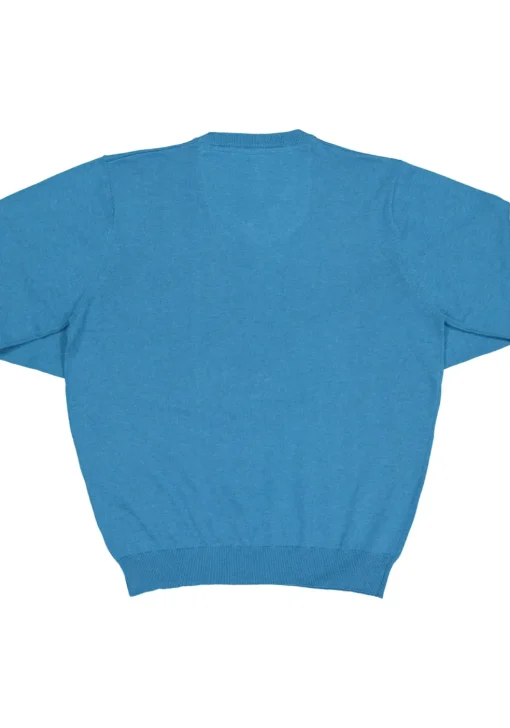 Redmond heren trui katoen, V-hals, zwembad blauw
