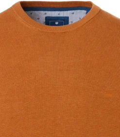 Redmond heren trui katoen, O-hals, oranje (middeldik)