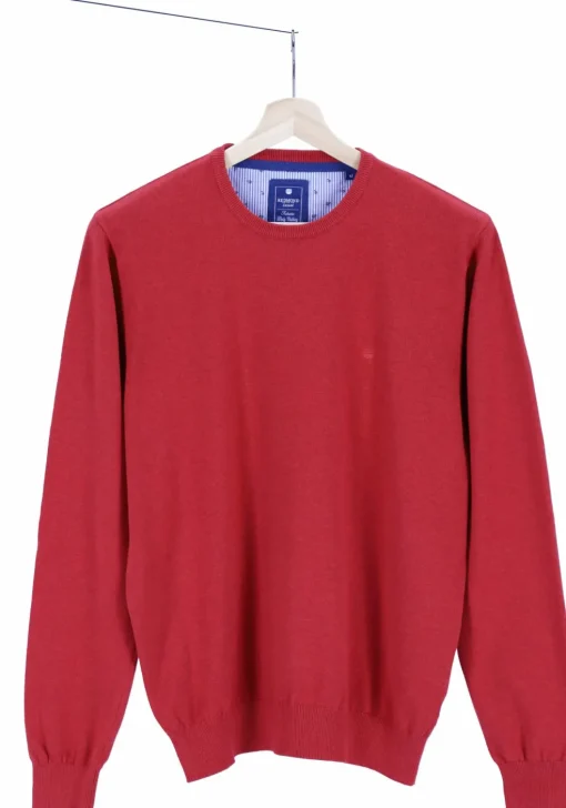 Redmond heren trui katoen, O-hals, rood