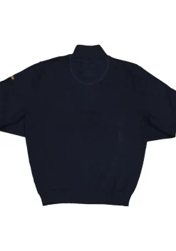 Redmond heren trui katoen, schipperstrui met rits, donker blauw