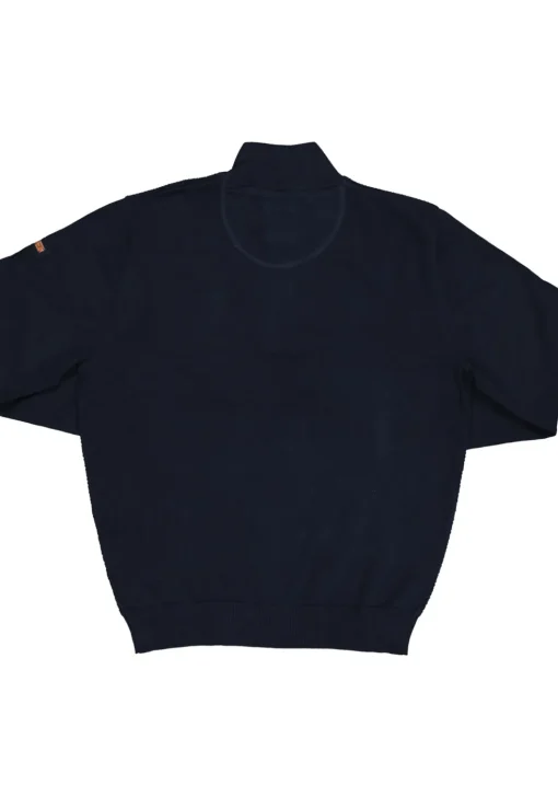 Redmond heren trui katoen, schipperstrui met rits, donker blauw