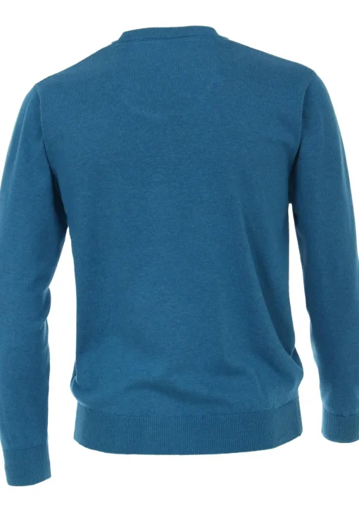 Redmond heren trui katoen, V-hals, zwembad blauw