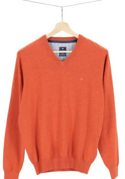 Redmond heren trui katoen, V-hals, oranje