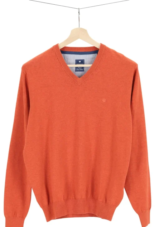 Redmond heren trui katoen, V-hals, oranje