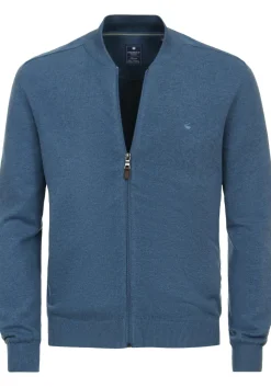 Redmond heren vest katoen, opstaande kraag, blauw (middeldik)