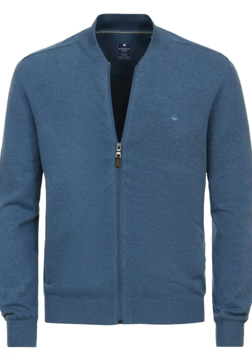 Redmond heren vest katoen, opstaande kraag, blauw (middeldik)