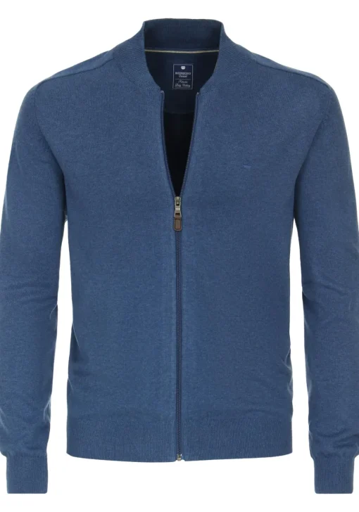 Redmond heren vest katoen, opstaande kraag, blauw (middeldik)