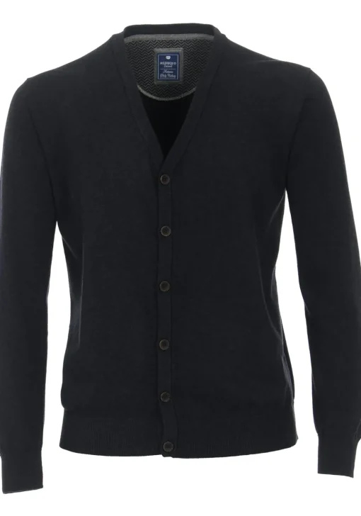 Redmond heren vest katoen, V-hals, blauw (middeldik)