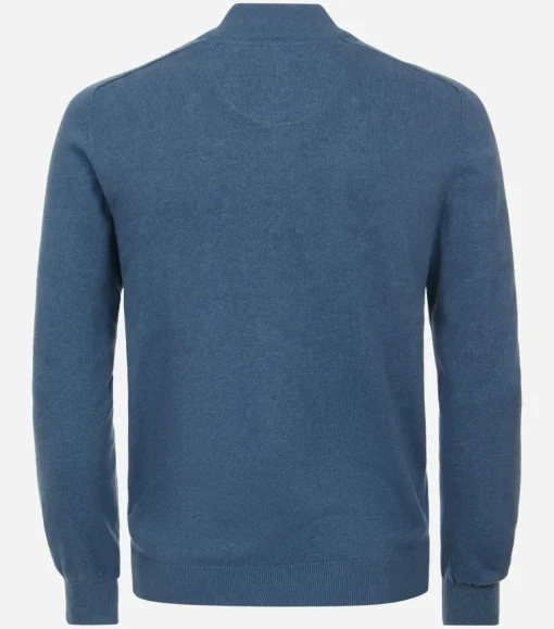 Redmond heren vest katoen, opstaande kraag, blauw (middeldik)