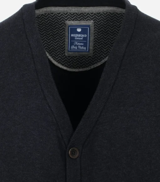Redmond heren vest katoen, V-hals, blauw (middeldik)