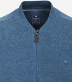 Redmond heren vest katoen, opstaande kraag, blauw (middeldik)