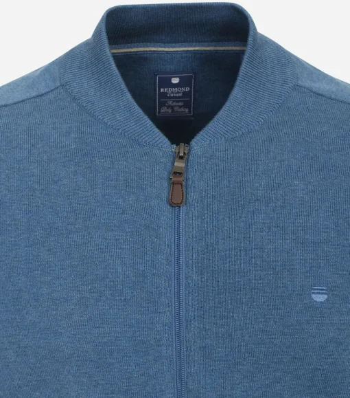 Redmond heren vest katoen, opstaande kraag, blauw (middeldik)