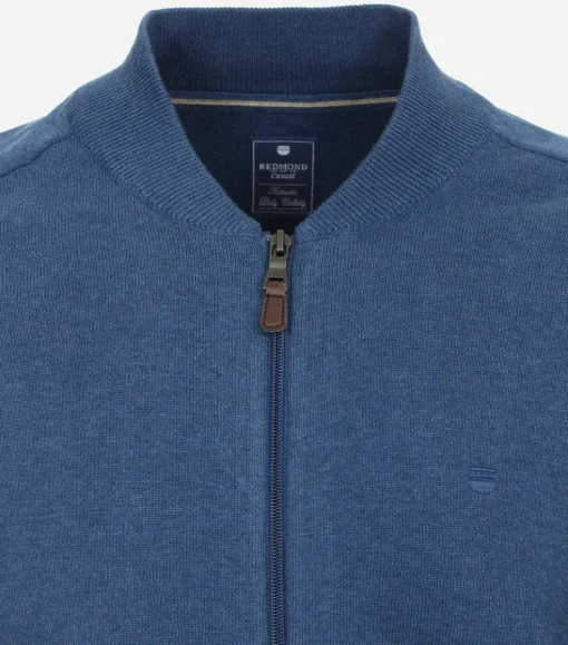 Redmond heren vest katoen, opstaande kraag, blauw (middeldik)