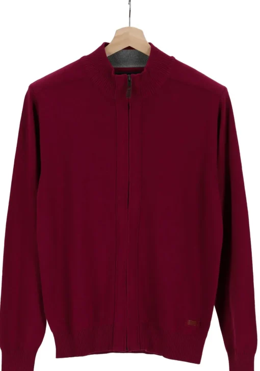 Redmond heren vest katoen, met rits, bordeaux rood
