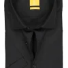 Redmond modern fit overhemd, korte mouw, zwart