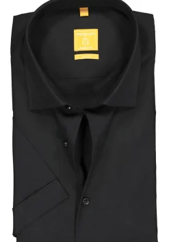 Redmond modern fit overhemd, korte mouw, zwart