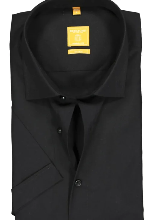 Redmond modern fit overhemd, korte mouw, zwart