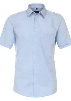 Redmond modern fit overhemd, korte mouw, popeline, blauw