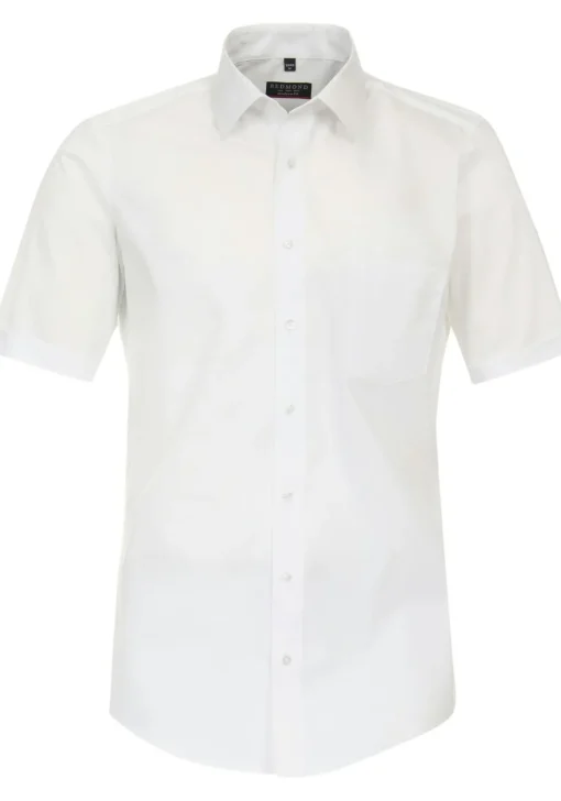 Redmond modern fit overhemd, korte mouw, popeline, wit