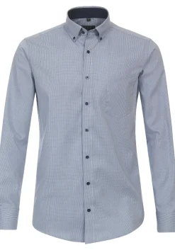 Redmond modern fit overhemd, popeline, blauw mini dessin