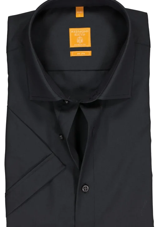 Redmond modern fit overhemd, korte mouw, antraciet grijs