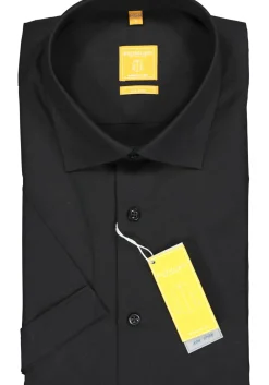 Redmond modern fit overhemd, korte mouw, zwart