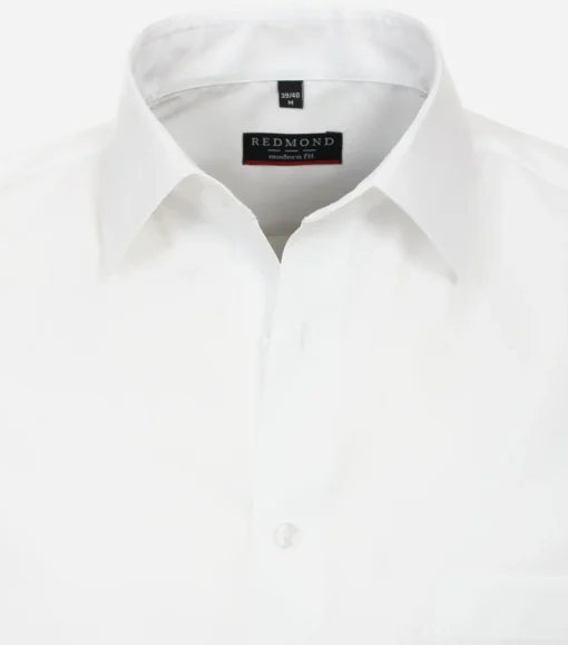 Redmond modern fit overhemd, korte mouw, popeline, wit