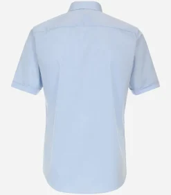 Redmond modern fit overhemd, korte mouw, popeline, blauw