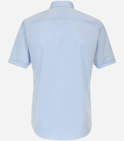 Redmond modern fit overhemd, korte mouw, popeline, blauw