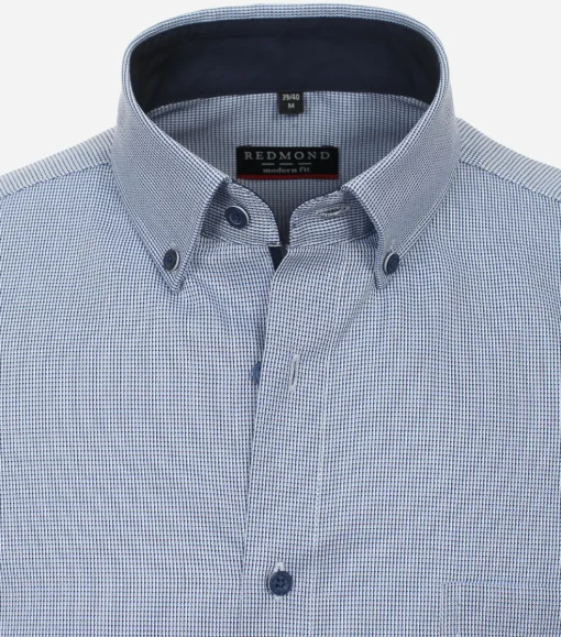 Redmond modern fit overhemd, popeline, blauw mini dessin