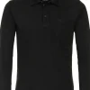 Redmond regular fit polo lange mouw, pique, zwart