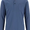 Redmond regular fit polo lange mouw, blauw melange
