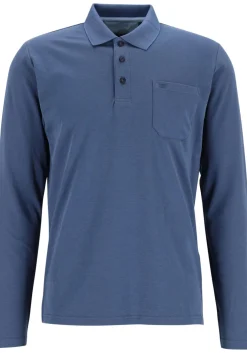Redmond regular fit polo lange mouw, blauw melange