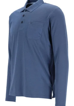 Redmond regular fit polo lange mouw, blauw melange