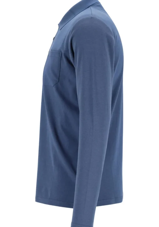 Redmond regular fit polo lange mouw, blauw melange