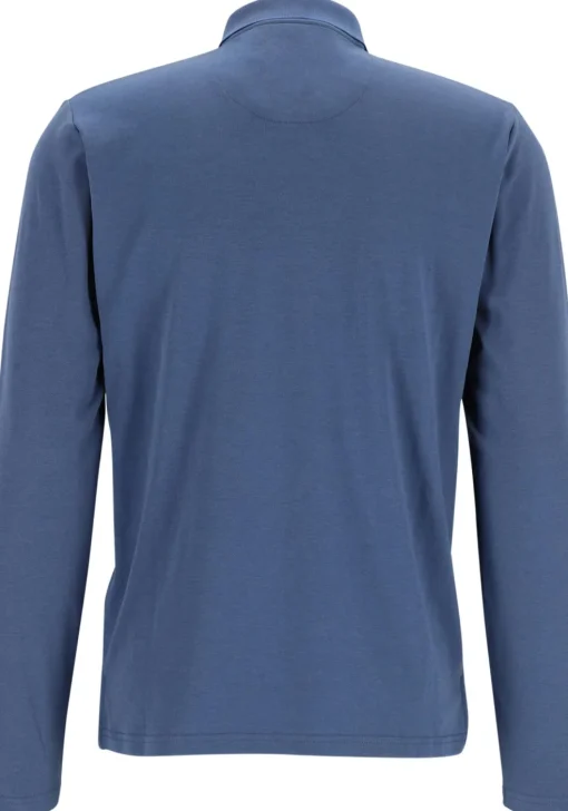 Redmond regular fit polo lange mouw, blauw melange