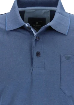 Redmond regular fit polo lange mouw, blauw melange