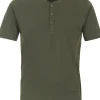 Redmond regular fit T-shirt, korte mouw O-hals met knoopsluiting, groen